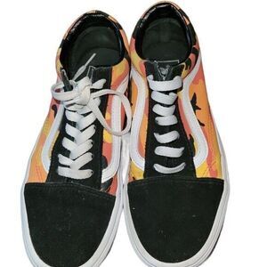 vans off the wall fire‎ camoflage sneakers women sz 6.5 skater casual school